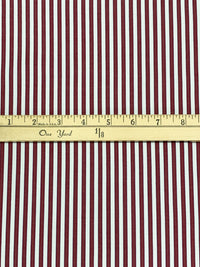 Maroon/White/Baby Pink/Dark Navy 100% Cotton Vertical Stripe Weave Shirting 58W