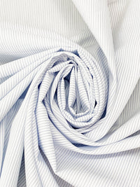 White/Light Steel Blue 100% Cotton Vertical Pinstripe Weave Shirting 62W