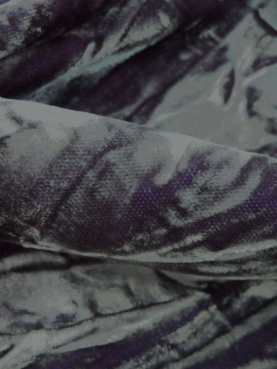 Battleship Gray/Dark Purple Rayon/Acetate Crinkle Velvet - NY Designer - 52W