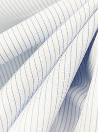 White/Light Steel Blue 100% Cotton Vertical Pinstripe Weave Shirting 62W