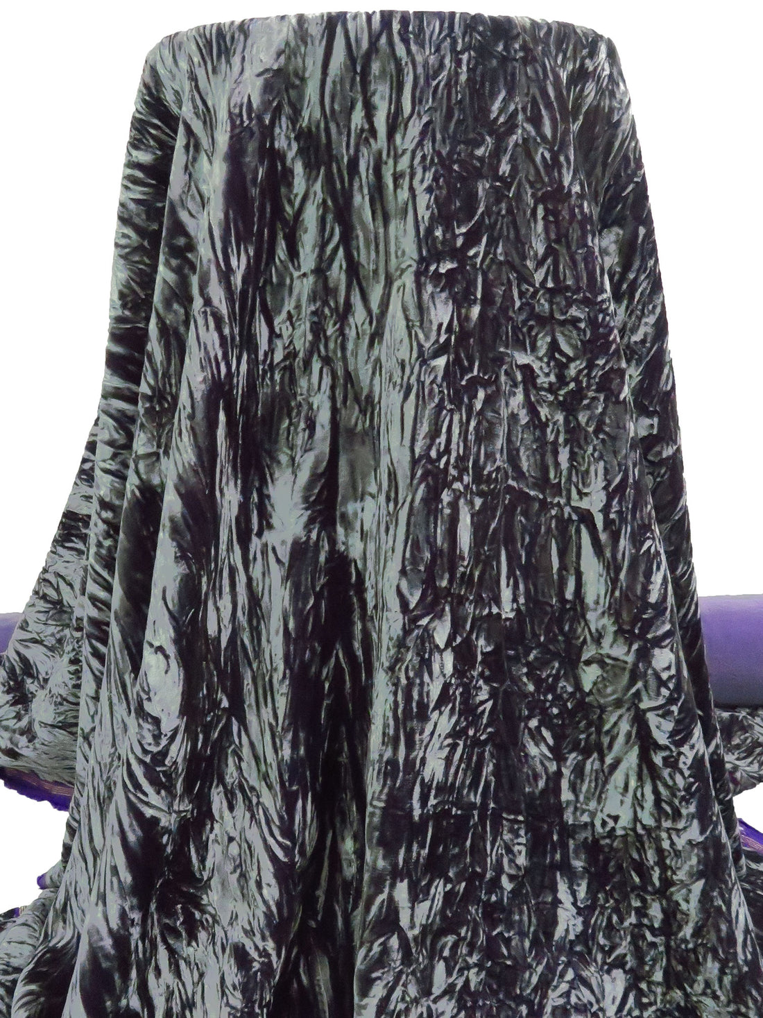 Battleship Gray/Dark Purple Rayon/Acetate Crinkle Velvet - NY Designer - 52W