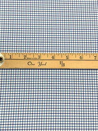 Dark Lapis Blue/White/Shadow Blue 100% Cotton Small Windowpane Plaid Weave Shirting 56W