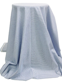 Dark Lapis Blue/White/Shadow Blue 100% Cotton Small Windowpane Plaid Weave Shirting 56W