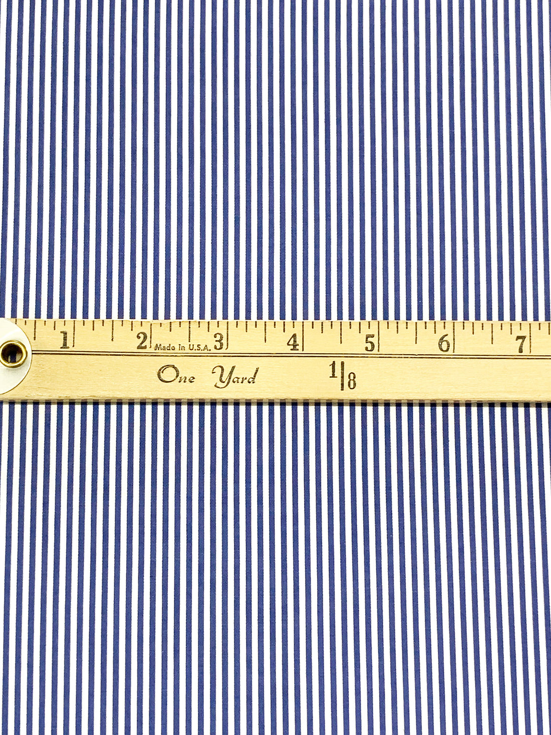 Dark Cerulean Blue/White 100% Cotton Vertical Stripe Weave Shirting 58W