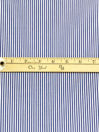 Dark Cerulean Blue/White 100% Cotton Vertical Stripe Weave Shirting 58W