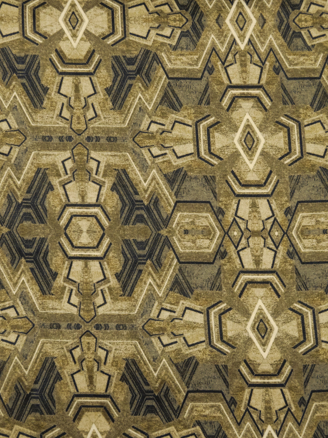 Willow Tea/Midnight Navy/Ecru/Multi 100% Cotton Geometric Print Sateen Shirting 56W