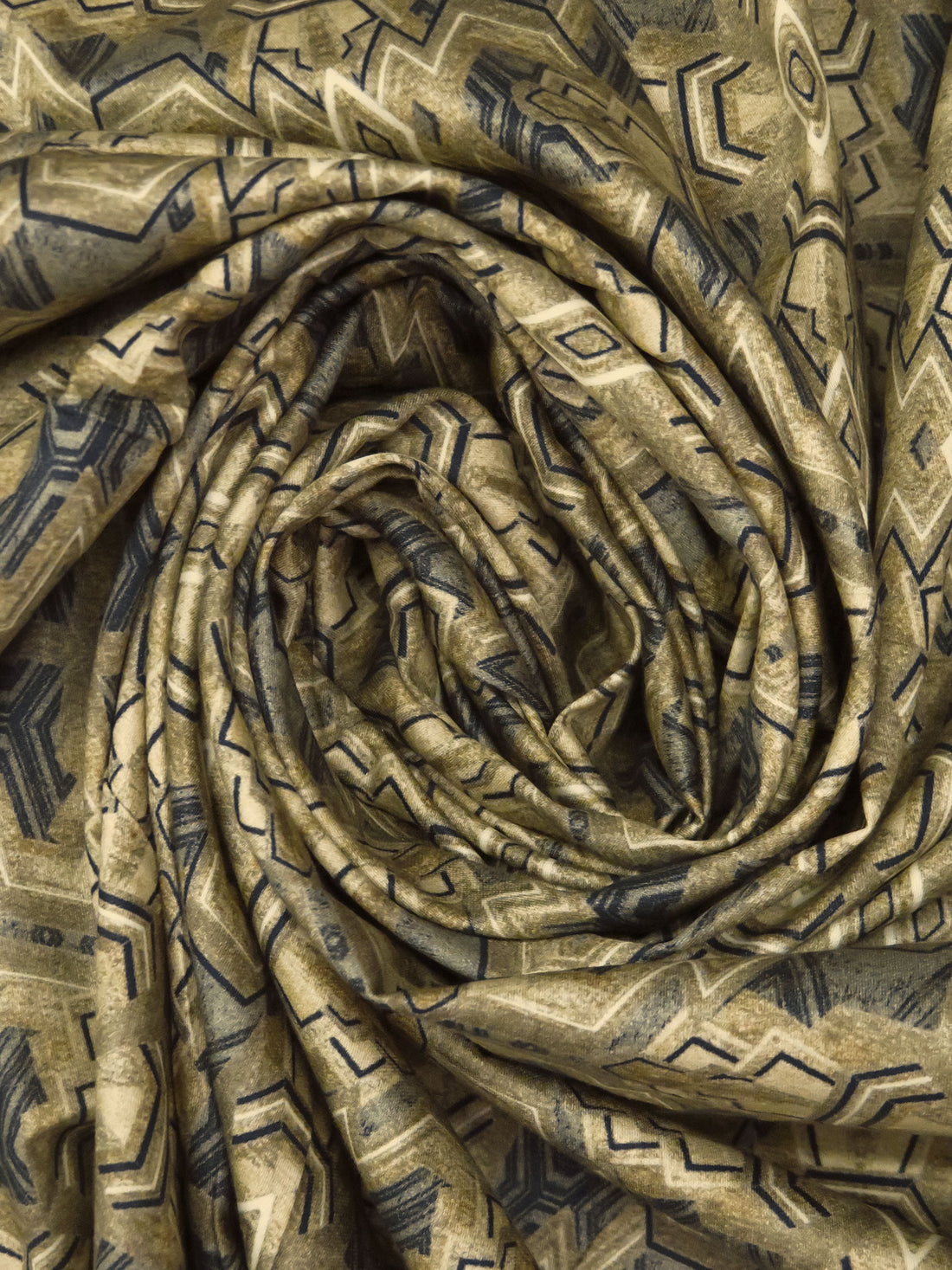 Willow Tea/Midnight Navy/Ecru/Multi 100% Cotton Geometric Print Sateen Shirting 56W