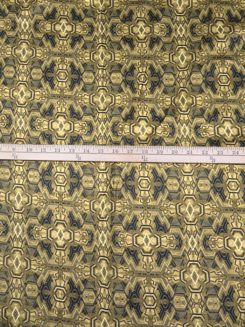 Willow Tea/Midnight Navy/Ecru/Multi 100% Cotton Geometric Print Sateen Shirting 56W