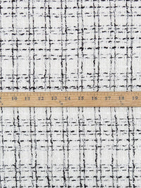 Salt White/Black/Bright White Polyester/Metallic Plaid Boucle Suiting - NY Designer - 58W