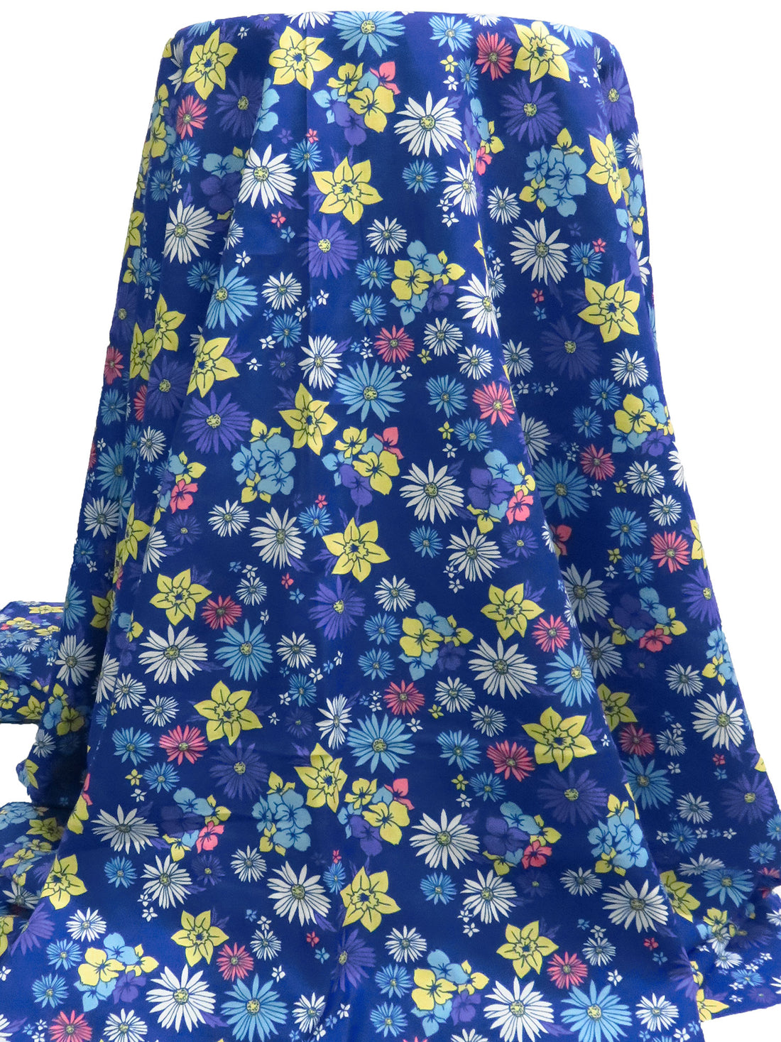 Dark Cornflower/Flax/Salmon Pink/Multi 100% Cotton Floral Print Brushed Shirting 54W