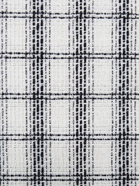 White/Black/Silver Polyester/Metallic Plaid Boucle Suiting - NY Designer - 59W