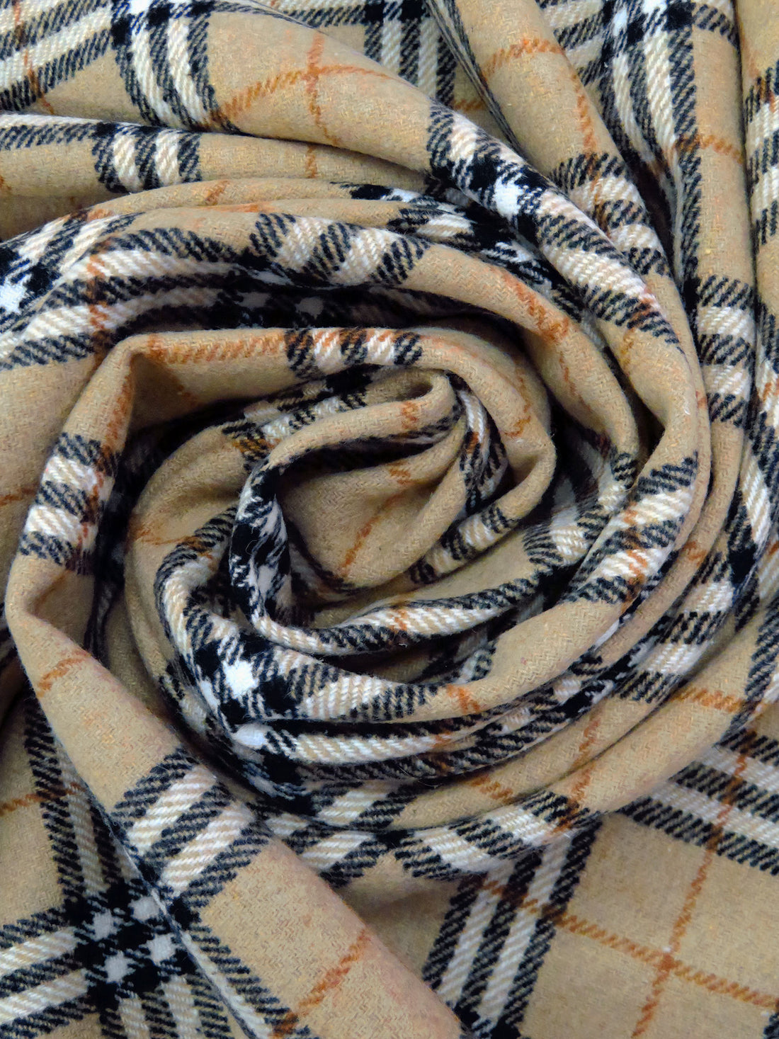 Light French Beige/Black/White/Multi Wool/Polyester Plaid Weave Coating 59W