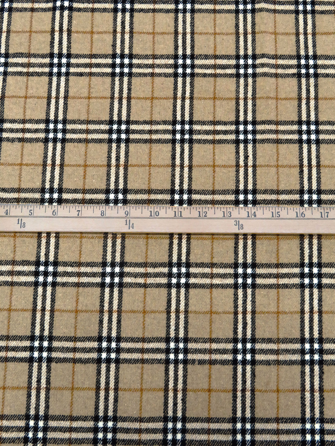 Light French Beige/Black/White/Multi Wool/Polyester Plaid Weave Coating 59W