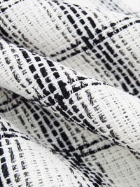 White/Black/Silver Polyester/Metallic Plaid Boucle Suiting - NY Designer - 59W