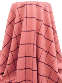 Coral Pink/Baked Plum Wool/Polyester Plaid Weave Coating 58W