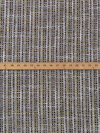 Stone Taupe/Black/Golden Straw/Silver/White Polyester/Metallic Plaid Boucle Suiting - NY Designer - 58W