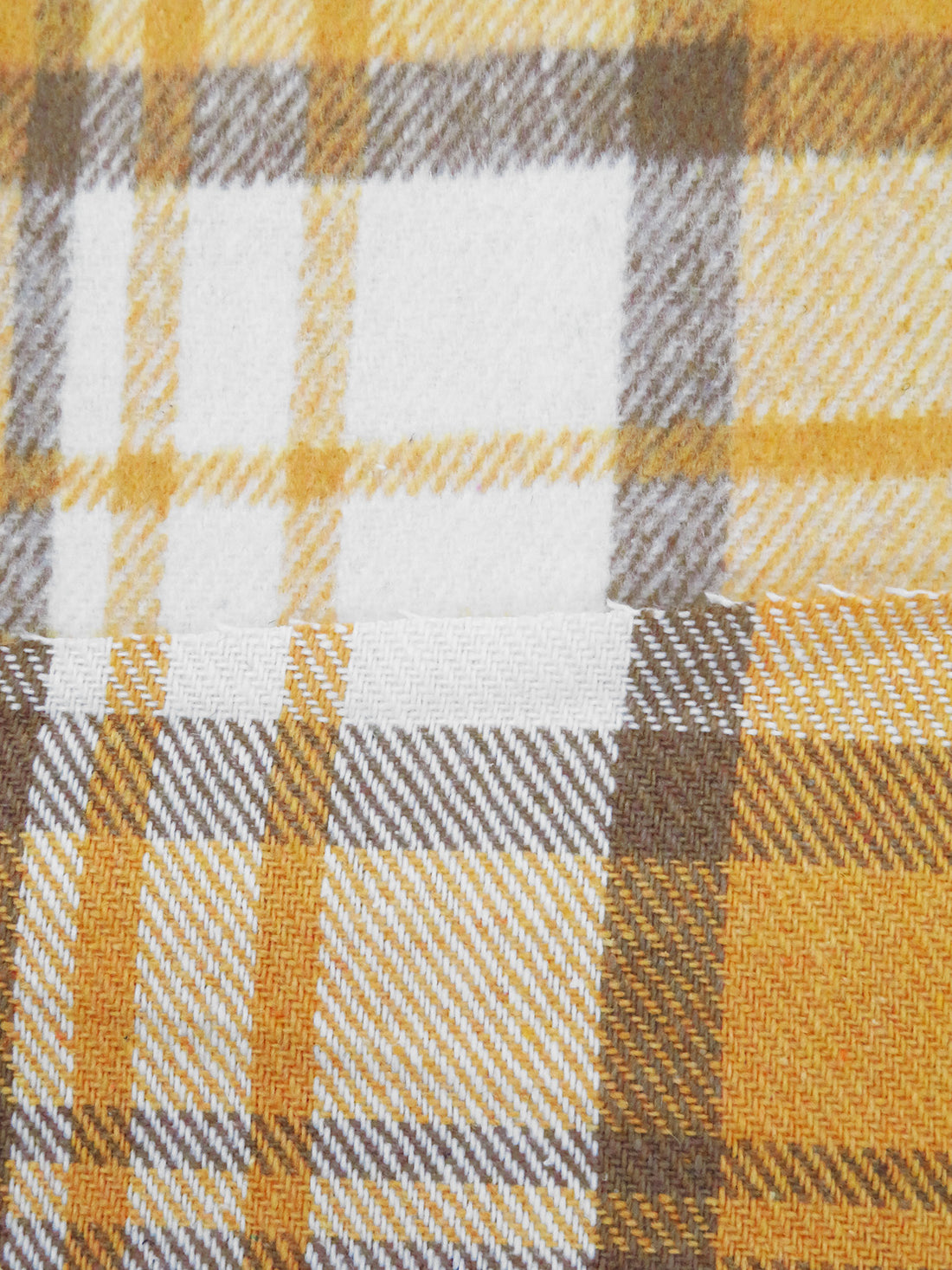 Goldenrod/Pastel Brown/White Wool/Polyester Plaid Weave Coating 58W
