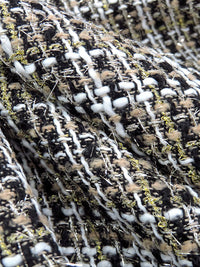 Stone Taupe/Black/Golden Straw/Silver/White Polyester/Metallic Plaid Boucle Suiting - NY Designer - 58W