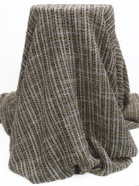 Stone Taupe/Black/Golden Straw/Silver/White Polyester/Metallic Plaid Boucle Suiting - NY Designer - 58W