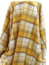 Goldenrod/Pastel Brown/White Wool/Polyester Plaid Weave Coating 58W