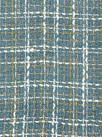 Storm Blue/White/Gold/Silver Polyester/Metallic Boucle Suiting - NY Designer - 59W