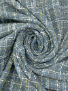 Storm Blue/White/Gold/Silver Polyester/Metallic Boucle Suiting - NY Designer - 59W