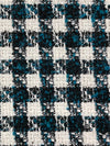 Teal Blue/White/Black Polyester/Metallic Plaid Boucle Suiting - NY Designer - 60W