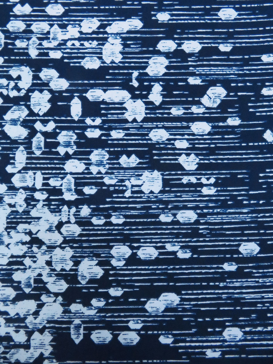 Light Cobalt Blue/Oxford Blue Polyester/Lycra Single Border Abstract Streak Print ITY Knit - NY Designer - 59W