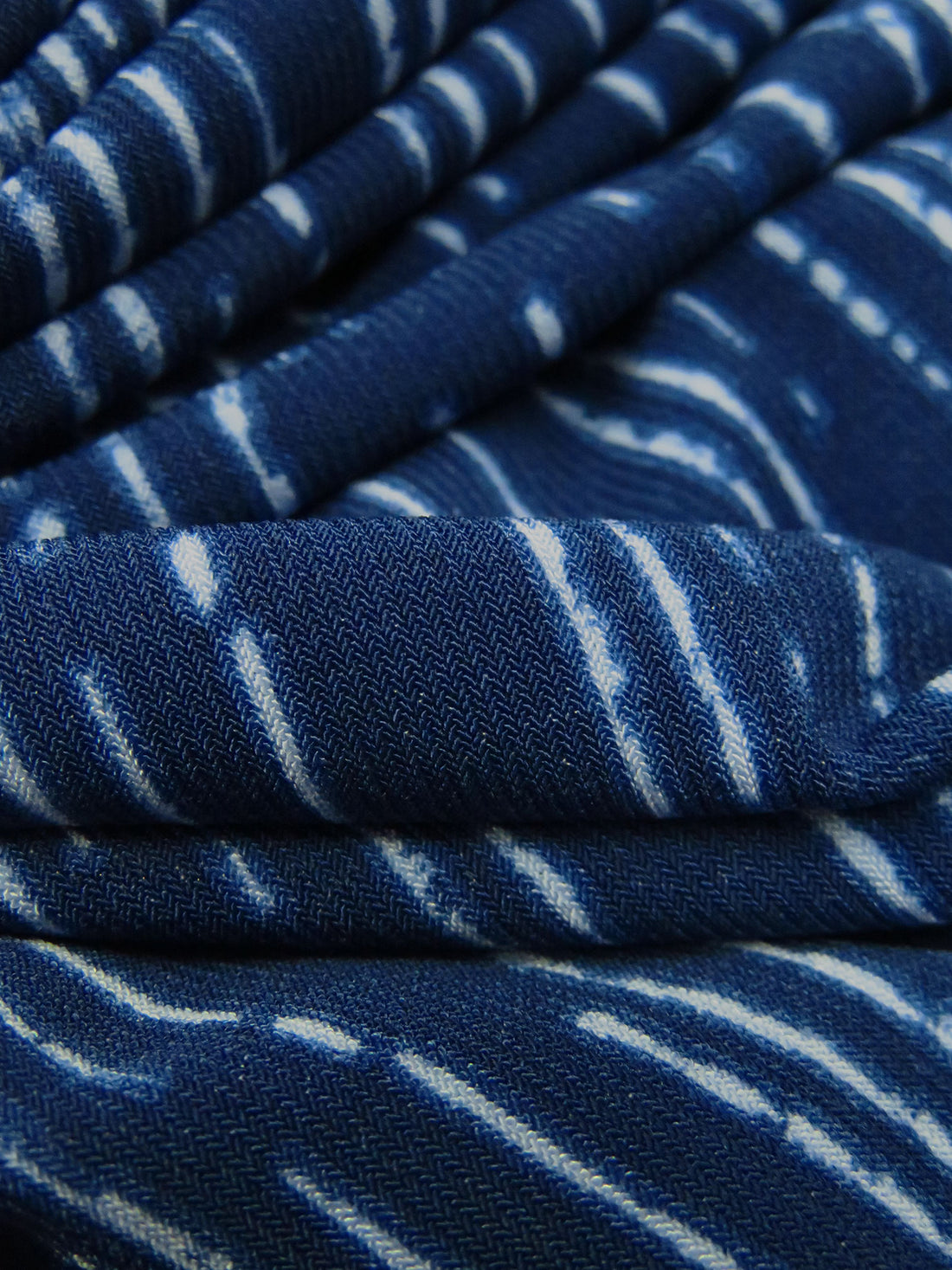 Light Cobalt Blue/Oxford Blue Polyester/Lycra Single Border Abstract Streak Print ITY Knit - NY Designer - 59W