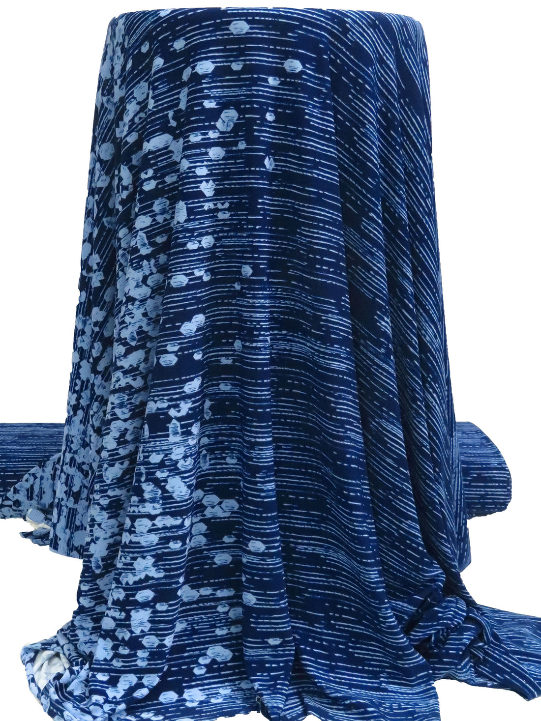 Light Cobalt Blue/Oxford Blue Polyester/Lycra Single Border Abstract Streak Print ITY Knit - NY Designer - 59W