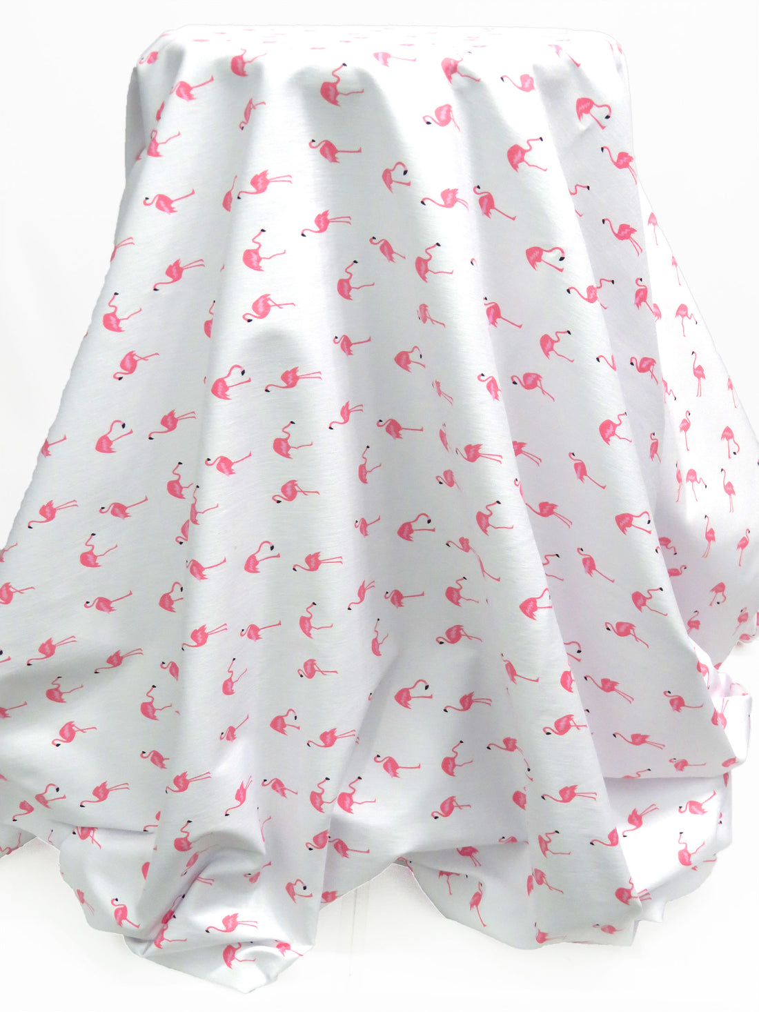 White/Bright Cherry Pink/Black/Taffy Pink Rayon/Nylon/Lycra Flamingo Print Stretch Bengaline Suiting - NY Designer - 58W