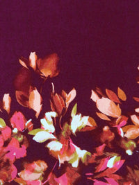 SOLD BY THE PANEL ONLY - Dark Pansy Purple/Cerise Pink/Goldenrod/Multi Polyester/Lycra Leaf Print ITY Knit - NY Designer - 60W