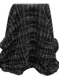 Black/White Polyester/Metallic Plaid Boucle Suiting - NY Designer - 60W