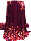 SOLD BY THE PANEL ONLY - Dark Pansy Purple/Cerise Pink/Goldenrod/Multi Polyester/Lycra Leaf Print ITY Knit - NY Designer - 60W