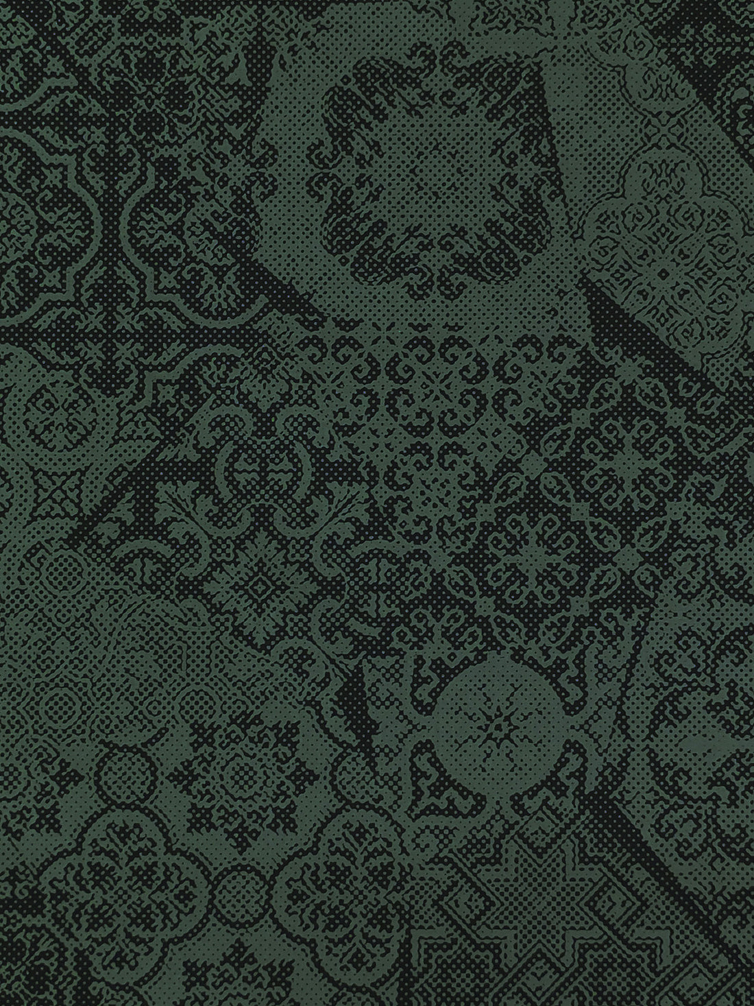 Dark Jungle Green/Rocky Gray 100% Cotton Broken Ornate Print Lawn 58W