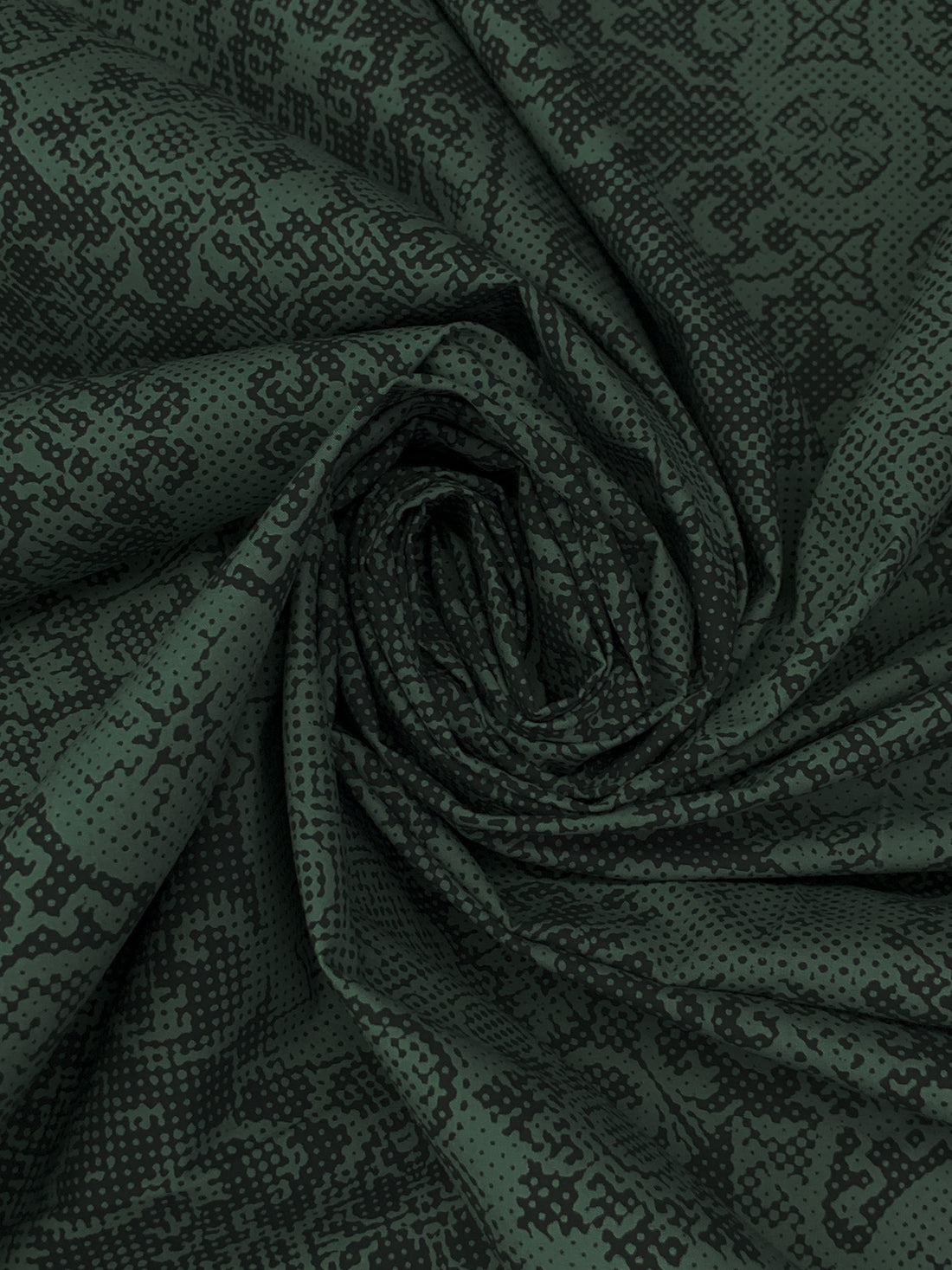 Dark Jungle Green/Rocky Gray 100% Cotton Broken Ornate Print Lawn 58W