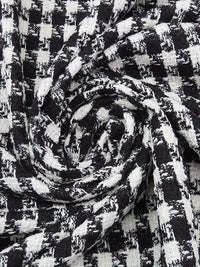 Black/White Polyester/Metallic Plaid Boucle Suiting - NY Designer - 58W