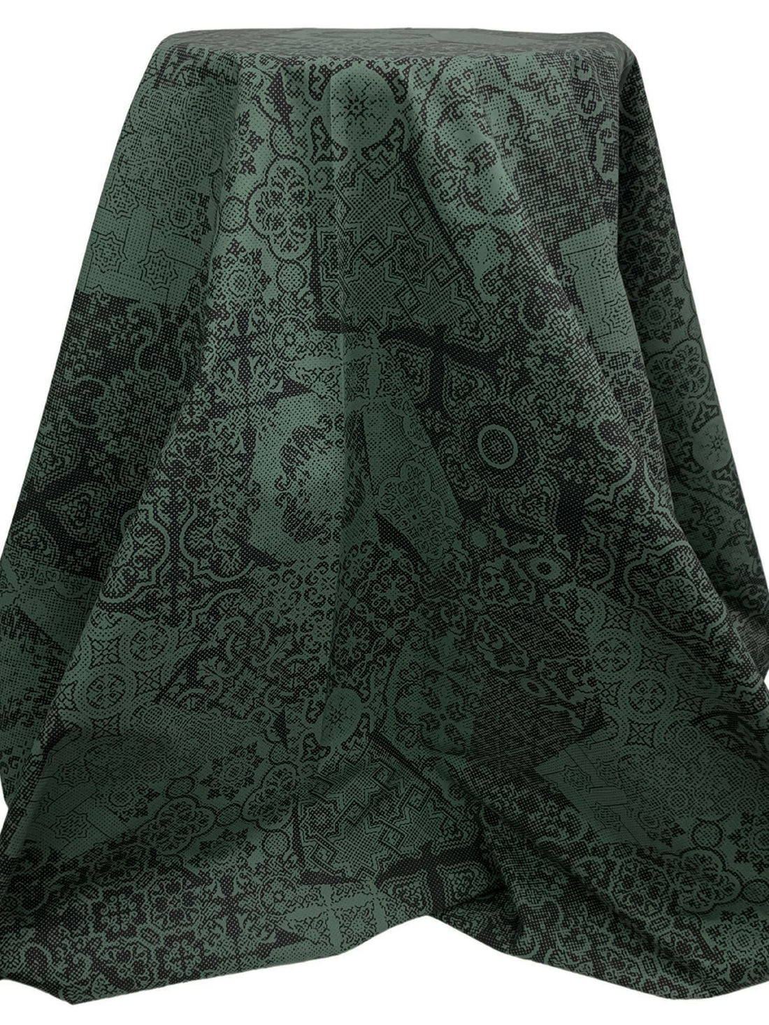 Dark Jungle Green/Rocky Gray 100% Cotton Broken Ornate Print Lawn 58W