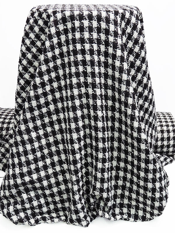 Black/White Polyester/Metallic Plaid Boucle Suiting - NY Designer - 58W