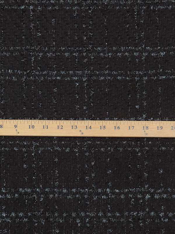 Cauldron Black Polyester/Metallic Plaid Boucle Suiting - NY Designer - 58W