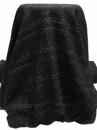 Cauldron Black Polyester/Metallic Plaid Boucle Suiting - NY Designer - 58W