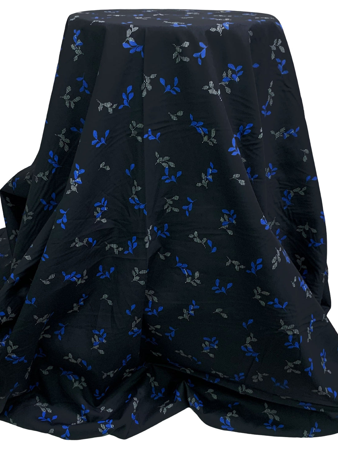 Muted Midnight Navy/White/Lapis Blue 100% Cotton Floral Print Lawn 58W