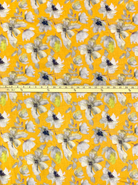 Saffron/Silver/Midnight Navy/Multi 100% Cotton Watercolor Floral Print Voile 56W