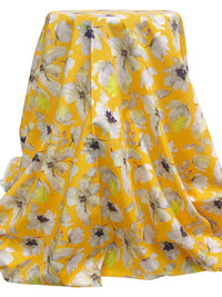 Saffron/Silver/Midnight Navy/Multi 100% Cotton Watercolor Floral Print Voile 56W