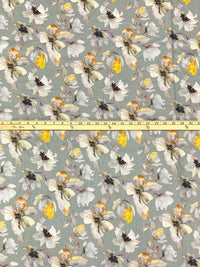 Iron Gray/Mustard/Lavender/Multi 100% Cotton Watercolor Floral Print Voile 56W