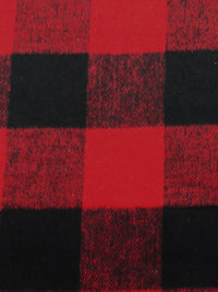 Dark Red/Black Wool/Polyester Plaid Weave Twill Coating 60W