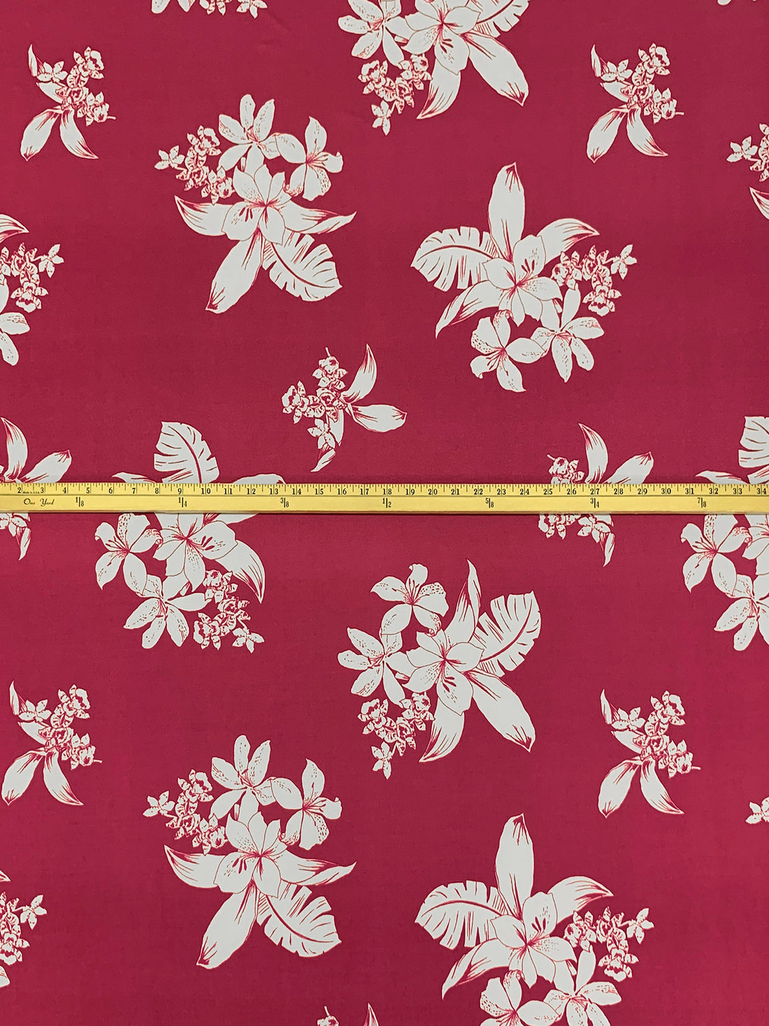 Cherry Plum Pink/Off-White Polyester/Lycra Floral Print ITY Knit 58W