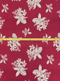 Cherry Plum Pink/Off-White Polyester/Lycra Floral Print ITY Knit 58W