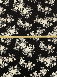 Black/Rosewood/Off-White Polyester/Lycra Floral Print ITY Knit 56W