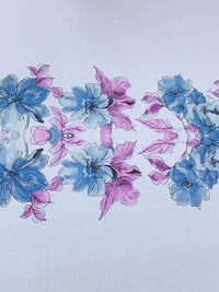 SOLD BY THE PANEL ONLY - Columbia Blue/Deep Lilac/Splash Blue/Black Polyester/Lycra Horizontal Sketch Floral Print ITY Knit 56W